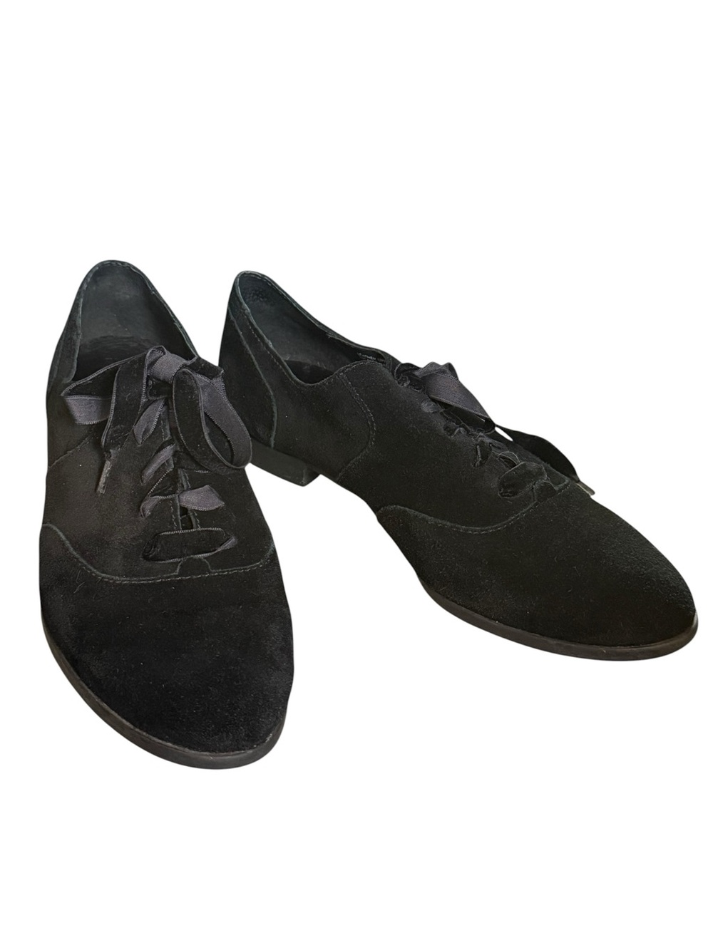 BORN Eden Black Suede Ribbon Lace Oxford Shoes Size 10M - Picture 2 of 8